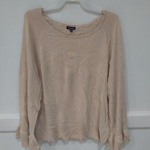 SOILED Splendid Women's Bell Sleeve Scoop Neck Ribbed Knit Top Sz XL $130 3A019